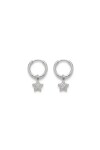 Aros acero estrella strass plateado
