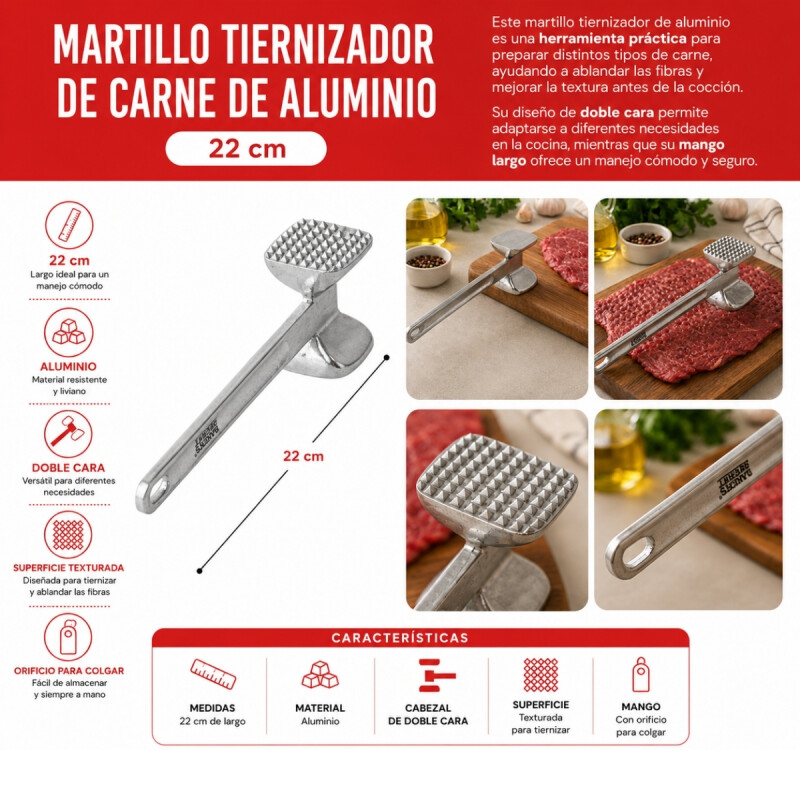 Martillo tiernizador 22 cm INOX