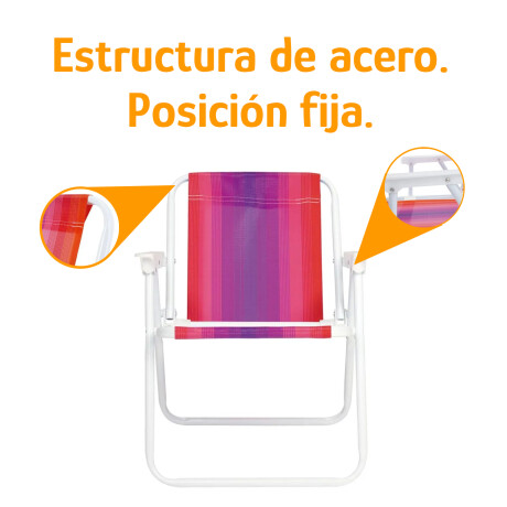 Silla Infantil Alta Acero Mor Plegable Reforzada 30kg Coral/violeta