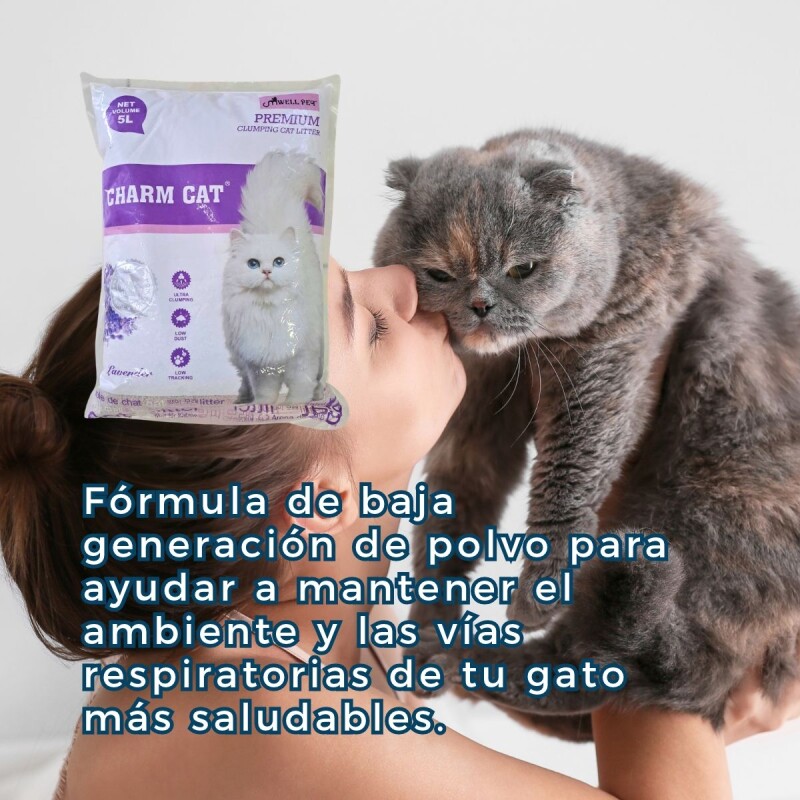 ARENA SANITARIA AGLOMERANTE CHARM CAT PREMIUM BAJO POLVO SIN OLORES 4 KILOS