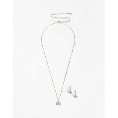 Set De Aros Y Cadena En Plata Para Niñas Plateado Rodio