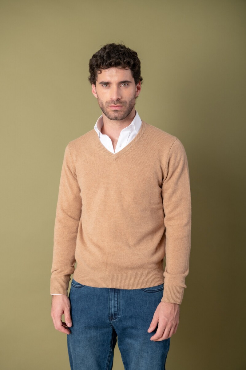 Sweater V lambswool - Camell 