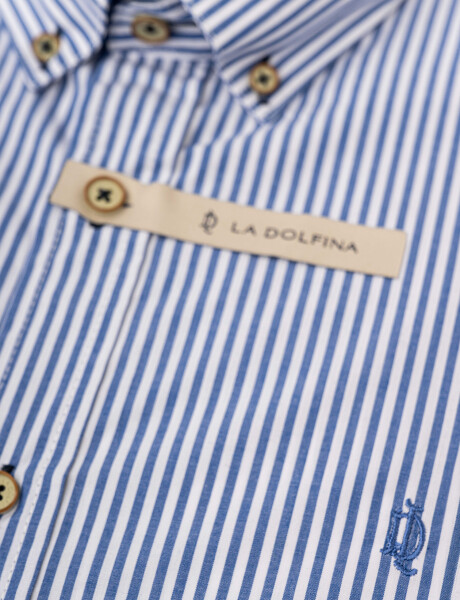 Camisa m/ rayada azul