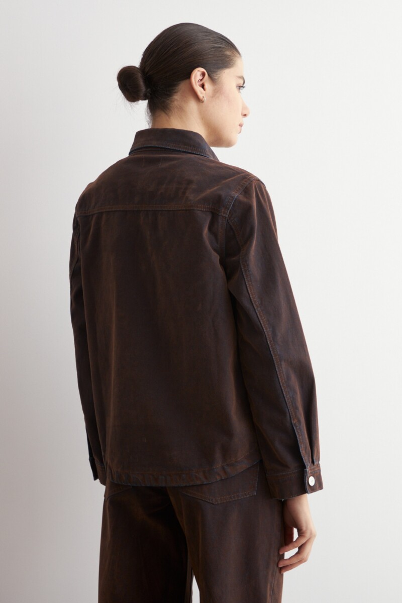 Sobrecamisa de jean simil terciopelo chocolate