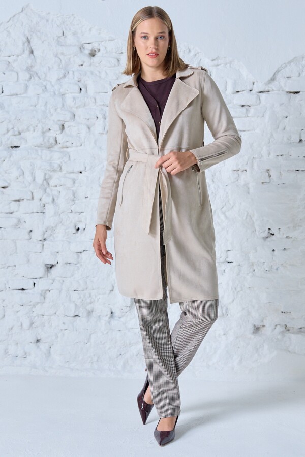 Chaqueta Larga Suede BEIGE