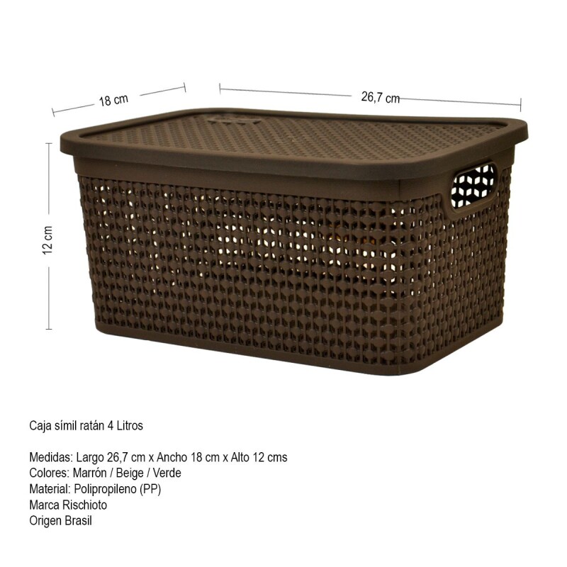 Set x10 caja simil ratán 4 lts CHOCOLATE