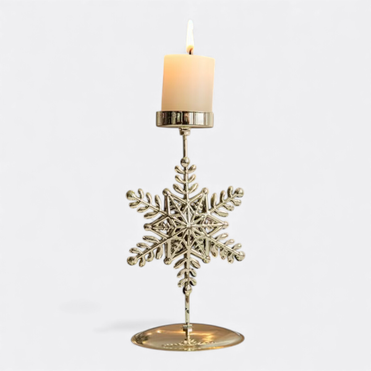 Porta Vela Candelabro Navideño - Copo De Nieve 
