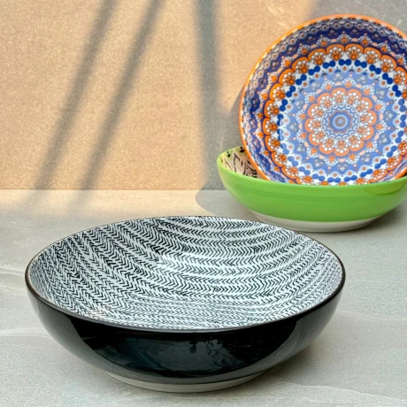 Juego De 3 Plato Bowl Cerámica Ø 26cm x Alto 7cm Juego De 3 Plato Bowl Cerámica Ø 26cm x Alto 7cm