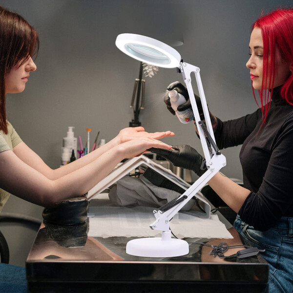 Lampara Aro Luz Led Lupa Aumento 2 En 1 Escritorio Y Morsa Color Variante Blanco