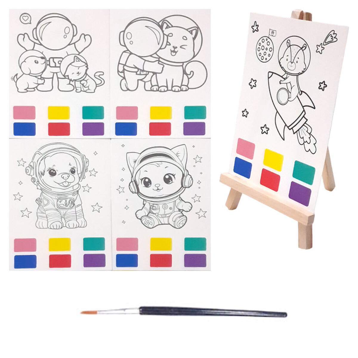 Láminas con atril y pincel para colorear DIY - Láminas Con Atril Y Pincel Para Colorear Diy 
