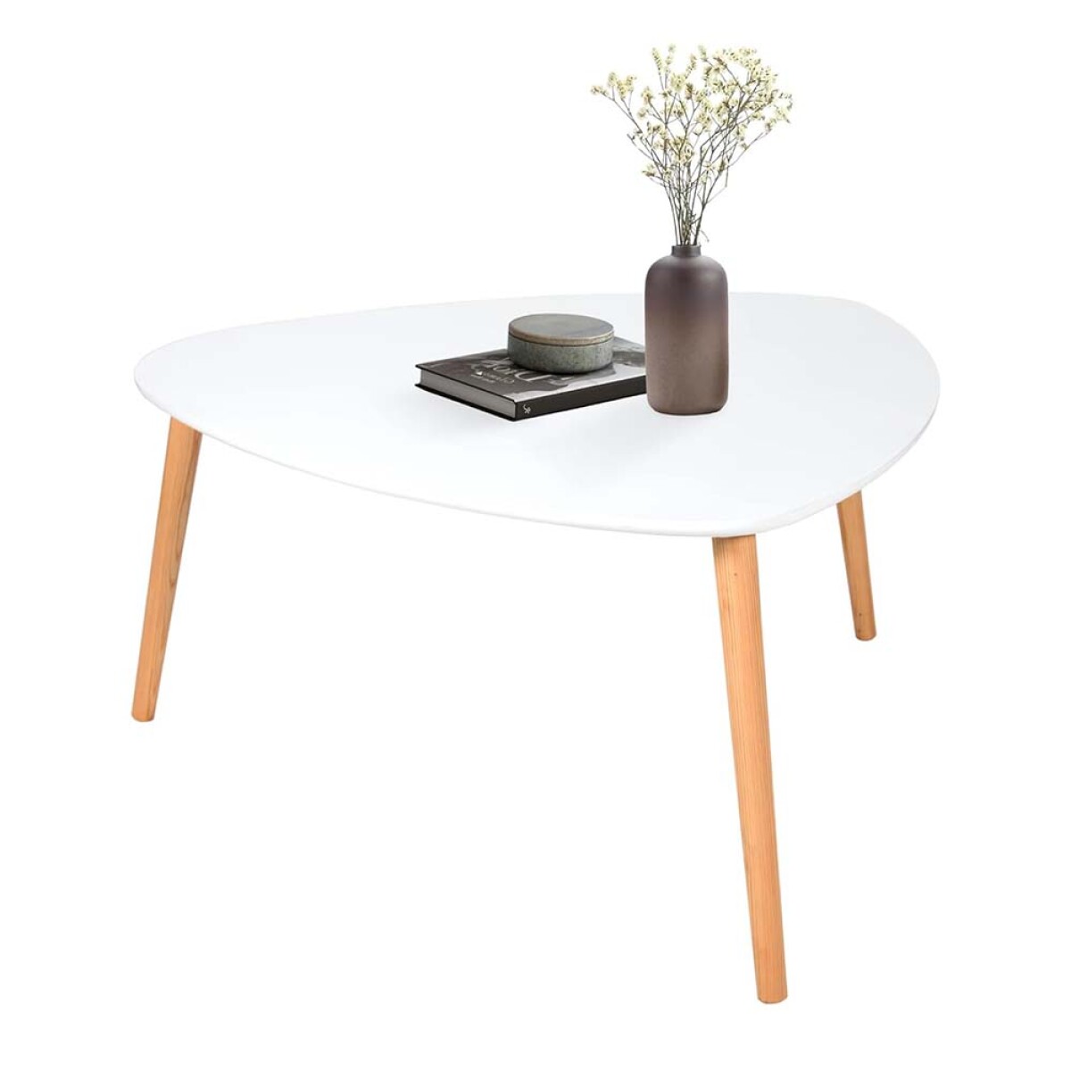 Mesa Ratona Céntrica Triangular Nórdica Living Sala de Estar - Blanco 
