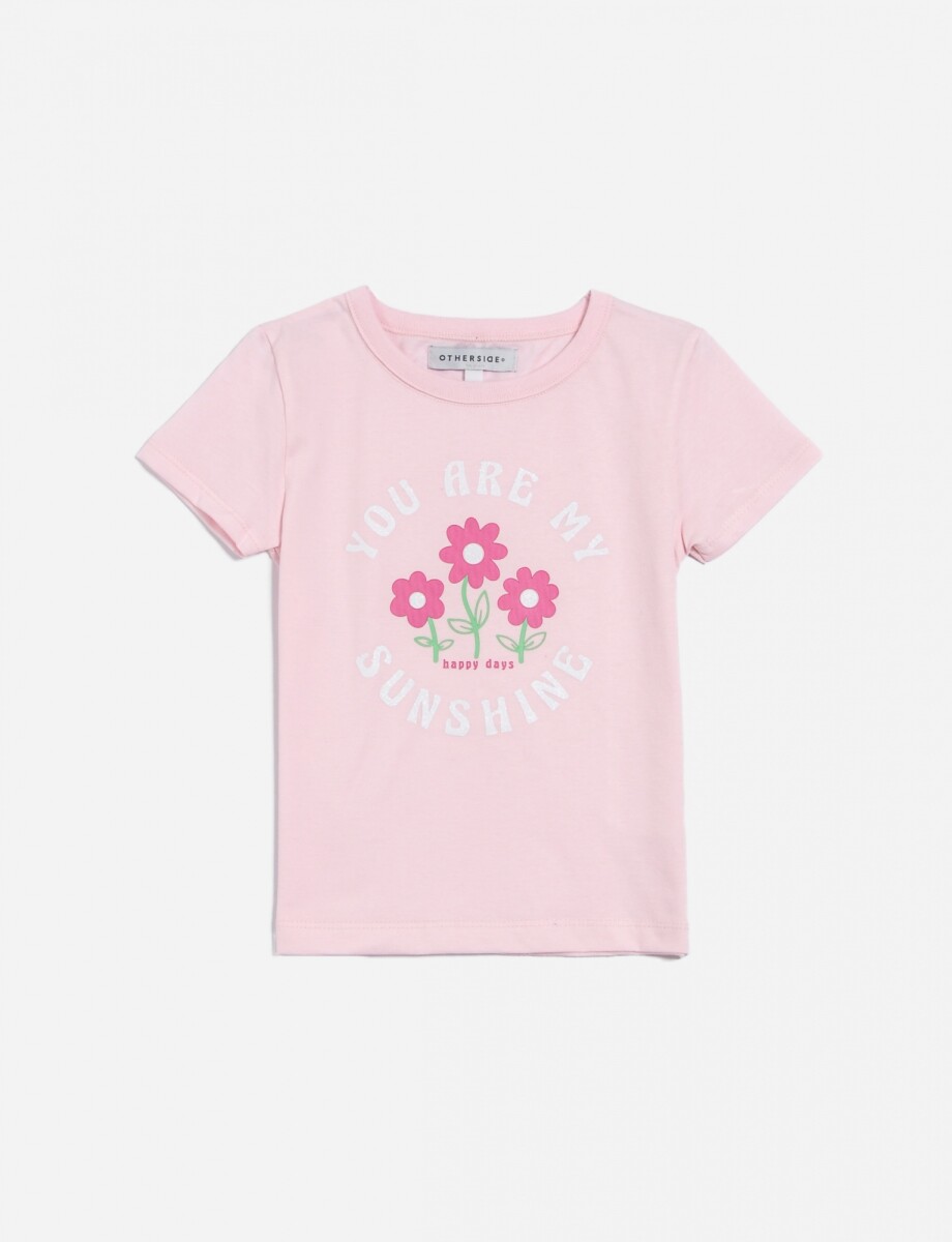 Remera m/c estampa floral - ROSA CLARO 