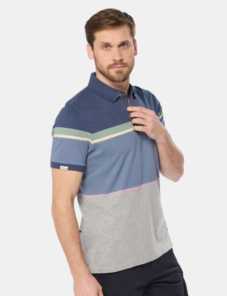 REMERA POLO RAYADA Azul