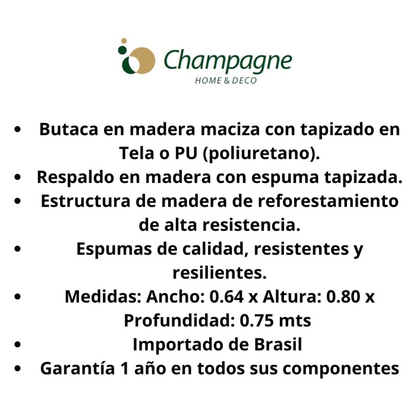 BUTACA MADERA CLARA - TAPIZADO TELA CLARA BUTACA MADERA CLARA - TAPIZADO TELA CLARA