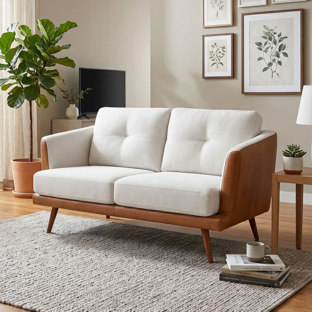 Sillón 2 Cuerpos Sofá - Triunfo Marron y beige