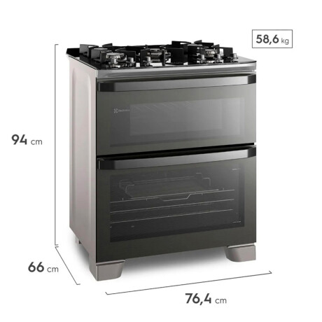 Cocina a Gas Electrolux FE5AD 5 Hornallas Doble Horno Gris