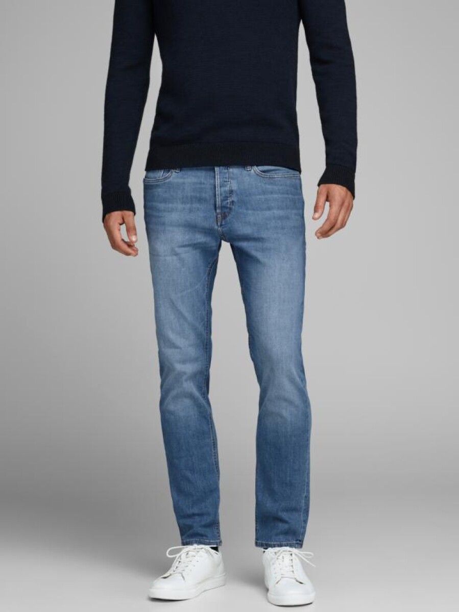 Jeans Slim Fit Con Lavado Conservador - Blue Denim 