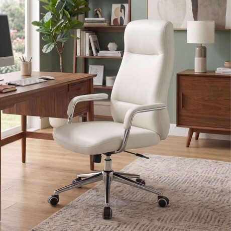 Silla de oficina Cromada 4 Posiciones Pole Blanco
