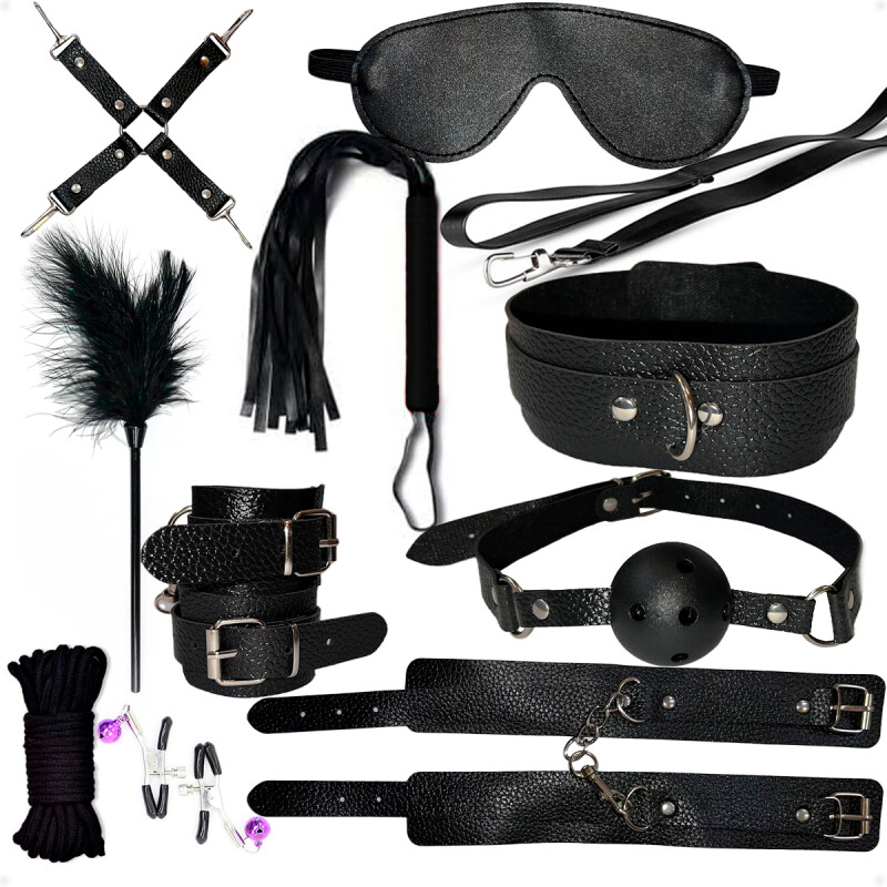 Set De BDSM Sado De 14 Piezas Negro