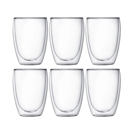 Set x6 Pocillo Doble Vidrio de 350 Ml Sc