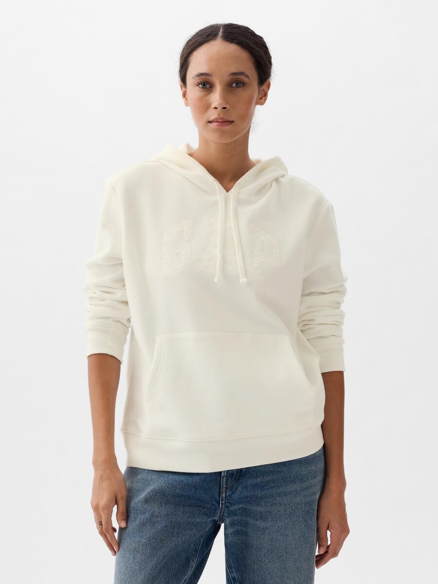 Canguro Logo Gap Con Felpa Mujer - Eyelet White 