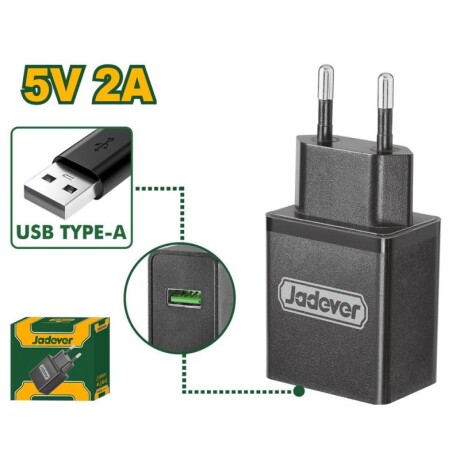 Cargador de Pared USB Tipo-A de 5V y 2A Jadever Cargador de Pared USB Tipo-A de 5V y 2A Jadever