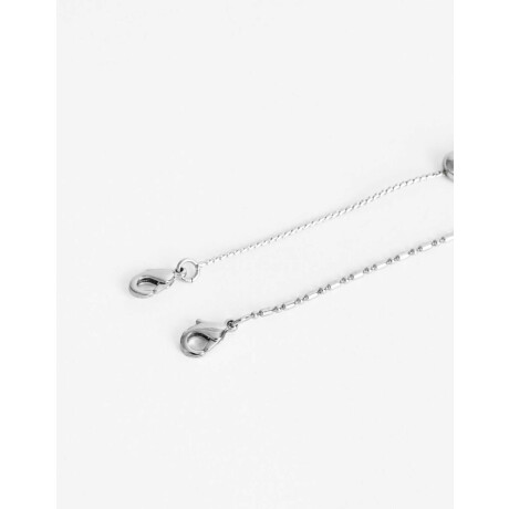 Pulsera Flexible Set Metal Corazón Bañado En Oro Plateado