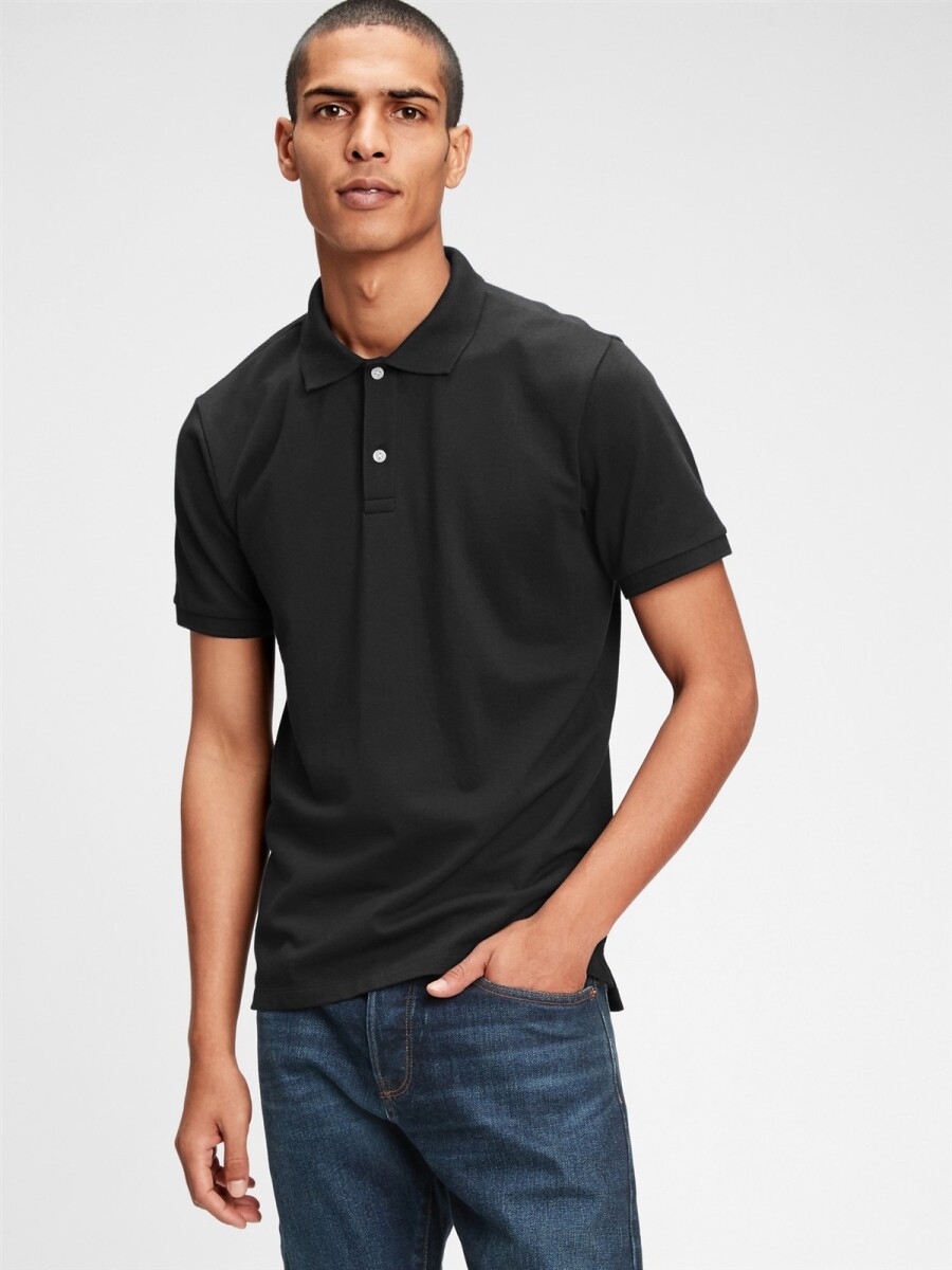Remera Tipo Polo Hombre - True Black V2 