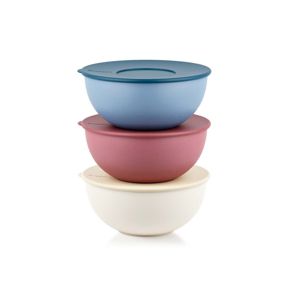 SET 3 BOWLS C/TAPA PLASTICO-RECICLADO MULTICOLOR GUZZINI