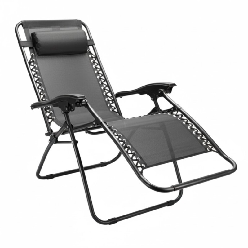 Reposera Silla Playa Alta Plegable Gravedad Cero Reclinable NEGRO