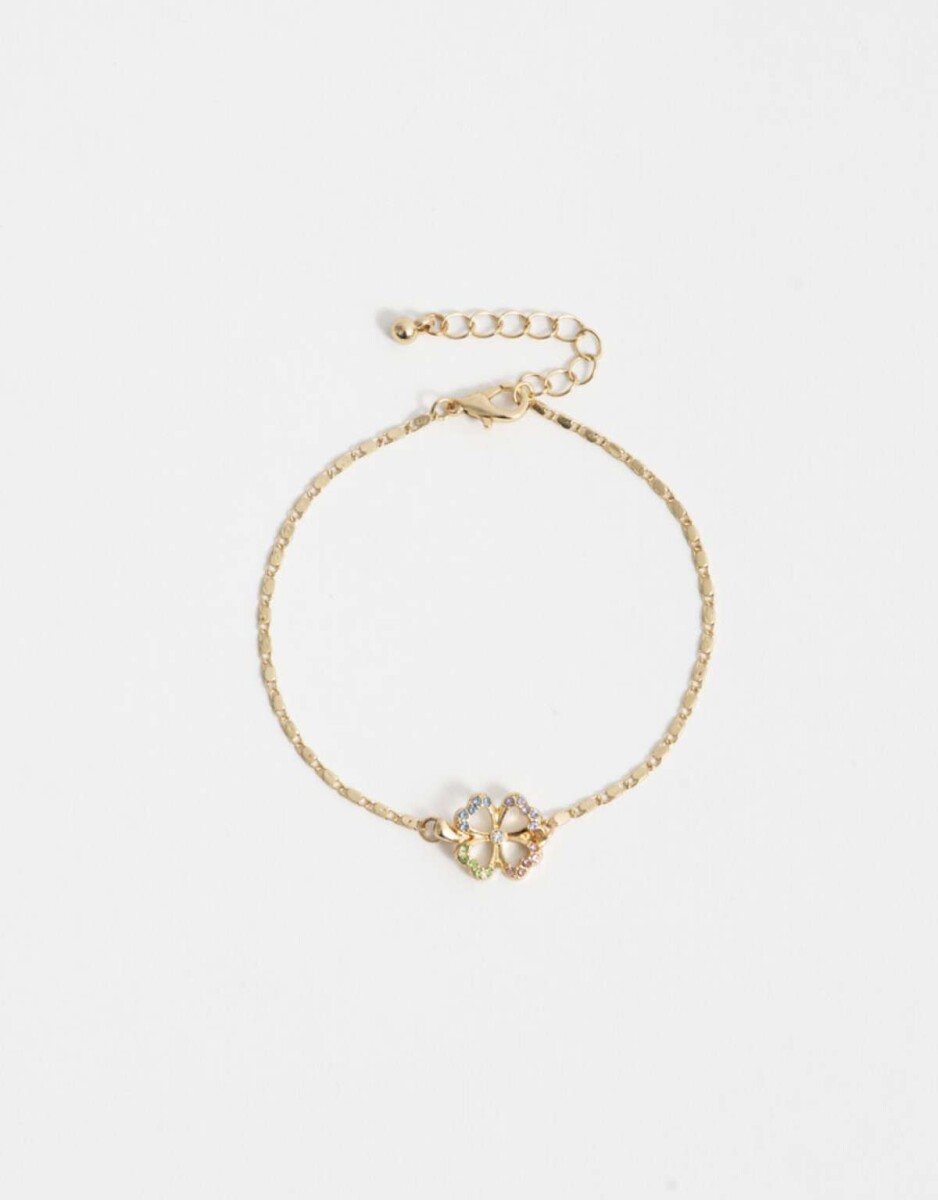 Pulsera Flexible Trébol Bañada En Oro - Dorado 