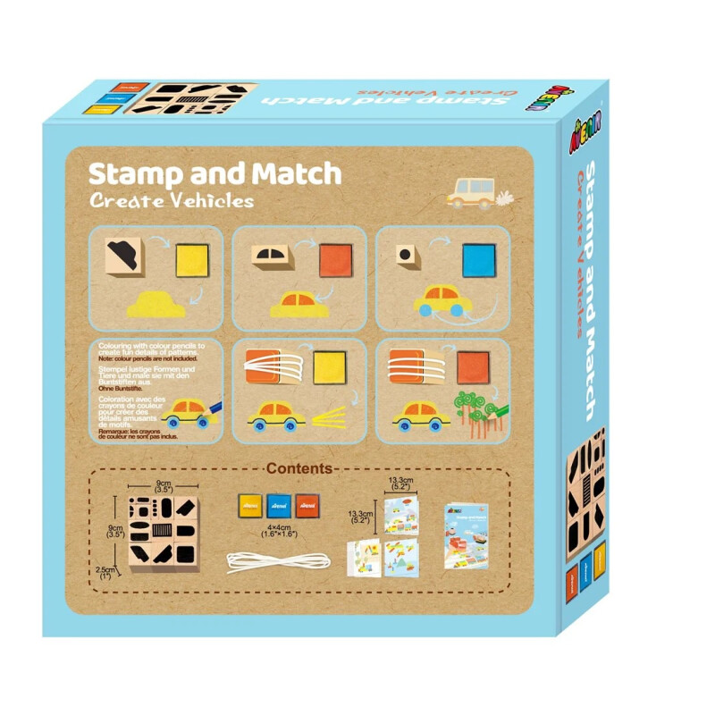 Vehículos Match Create: un kit de arte con sellos, multicolor Vehículos Match Create: un kit de arte con sellos, multicolor