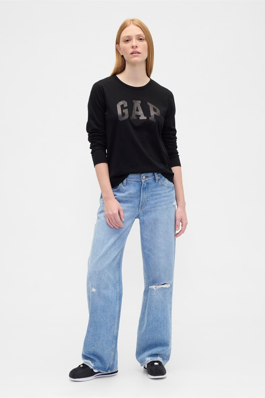 Remera Logo Gap Mujer Black