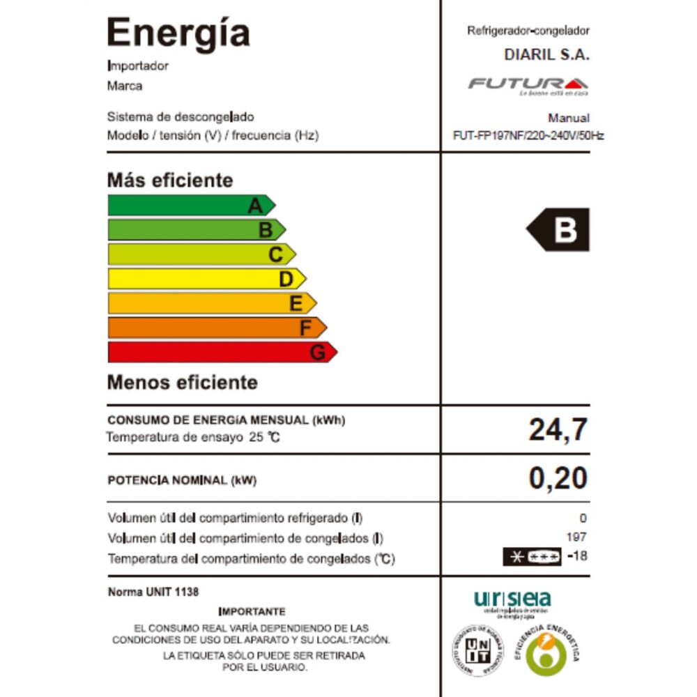FREEZER BLANCO 197 LITROS FUT-FP197NF