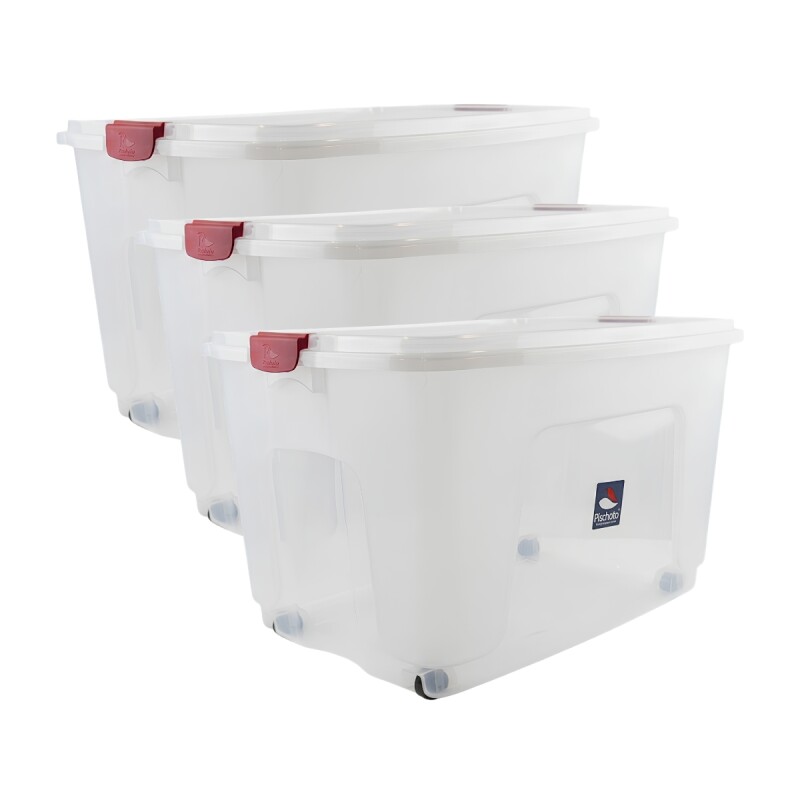 Set x3 Caja organizadora 120lt TRANSPARENTE