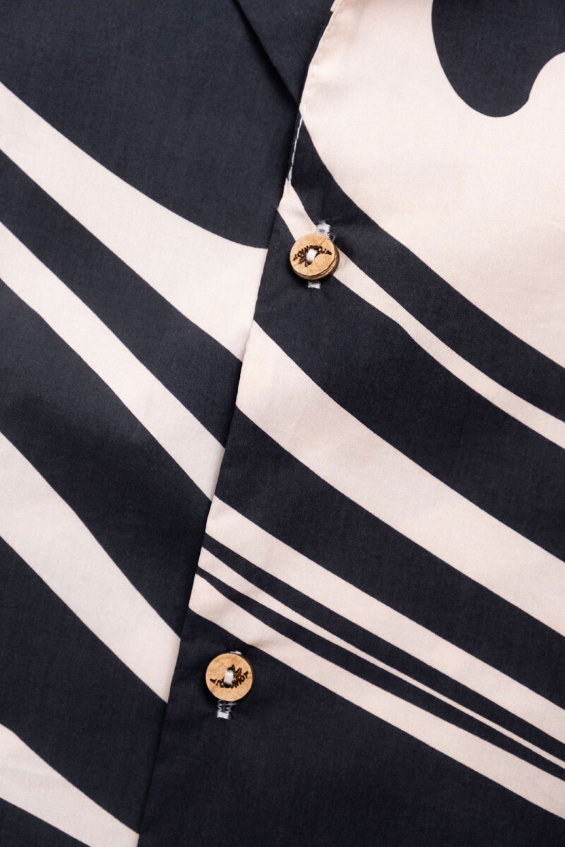 CAMP-COLLAR BOXY SHIRT Marble Black