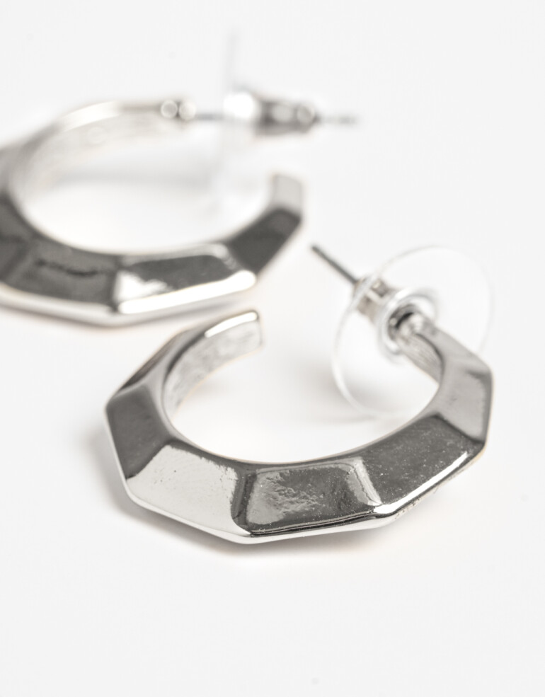 Aros Argollas Metal Argollas De Metal Plateado - Plateado