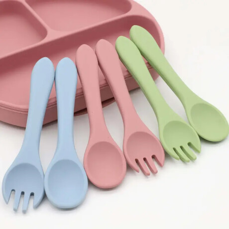 Set de dos cubiertos de silicona Rosado