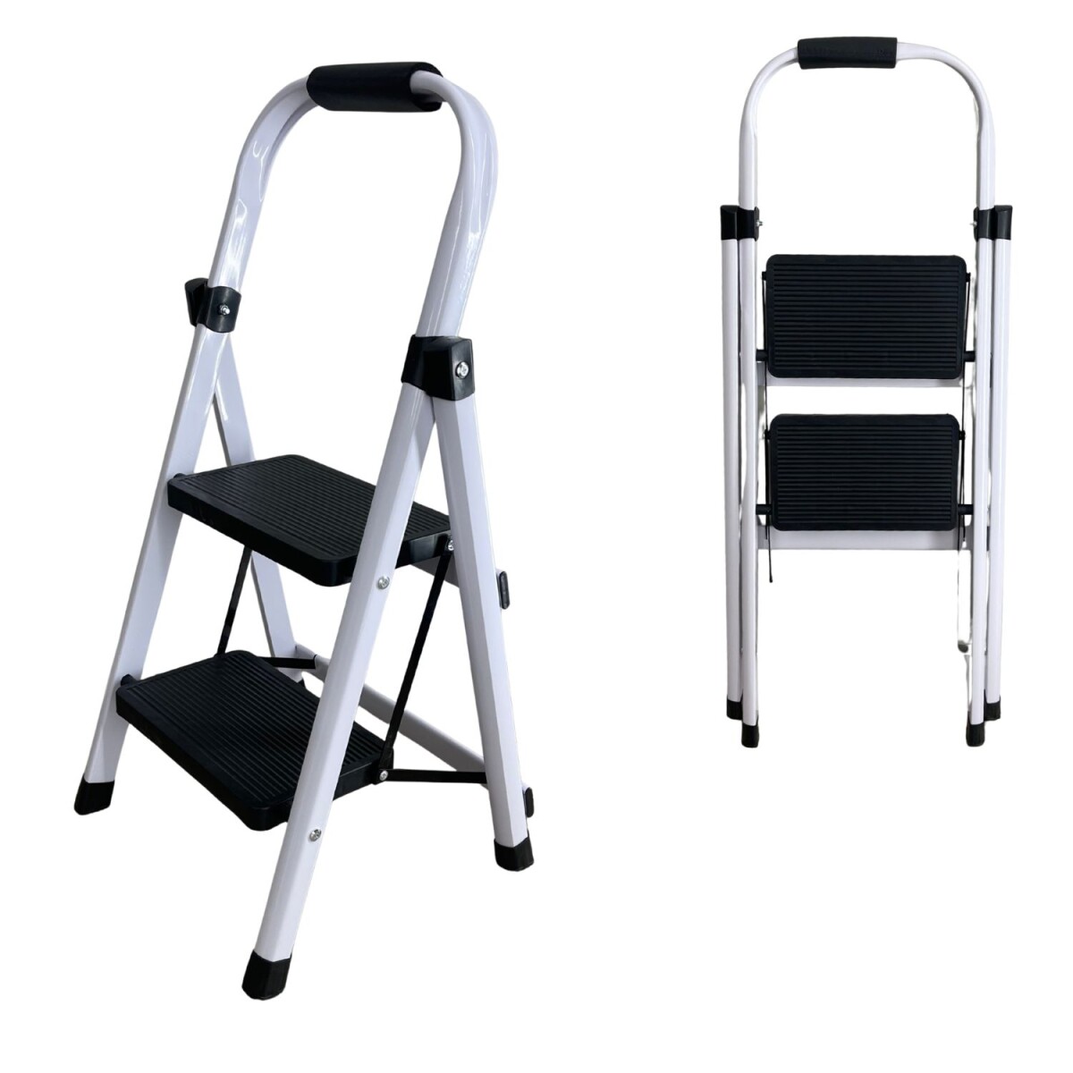Escalera Tijera 2 Escalones De plastico - Negro/Blanco 