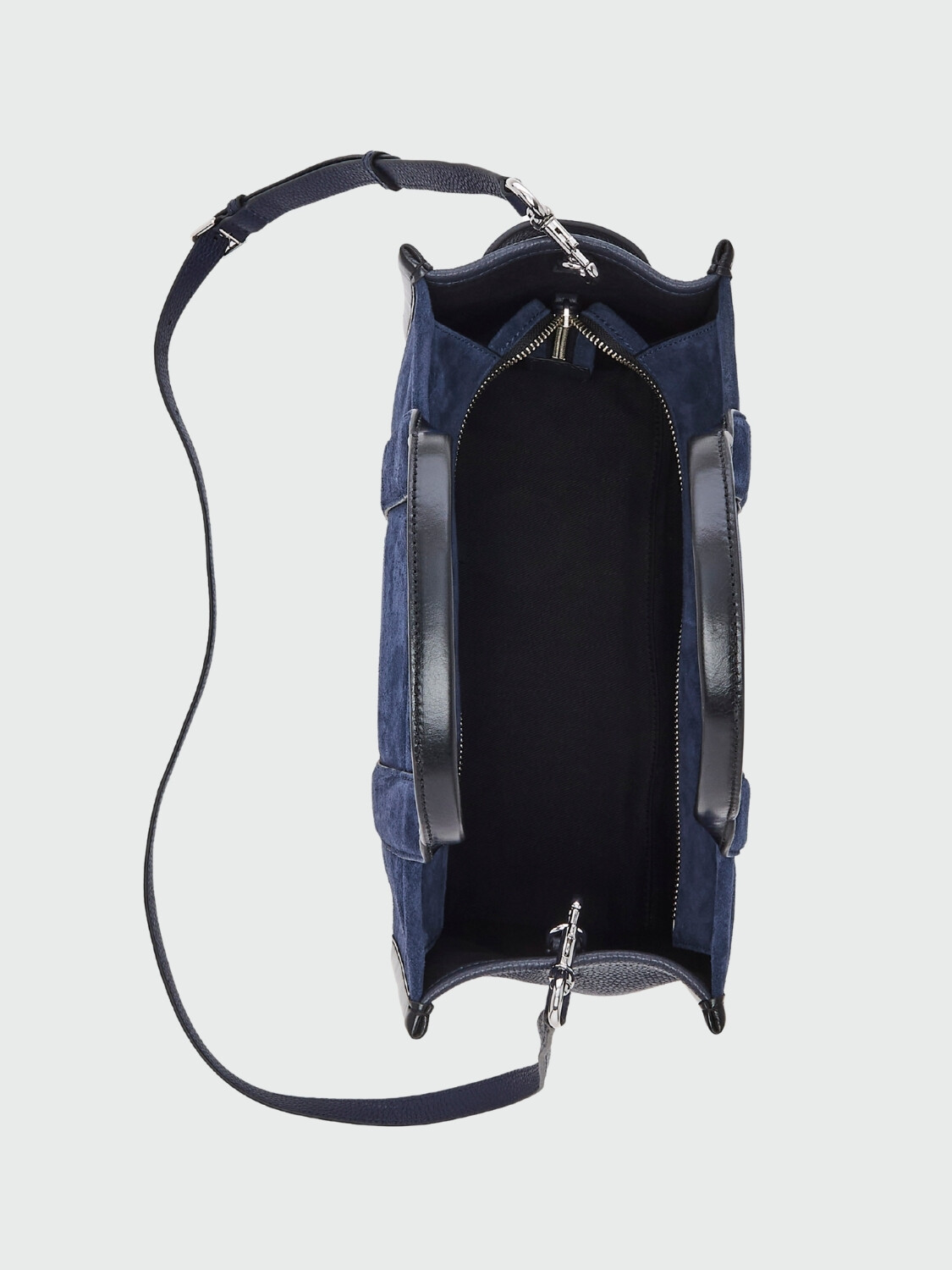 MARC JACOBS - The Suede Leather Blocked Medium Tote Azul navy