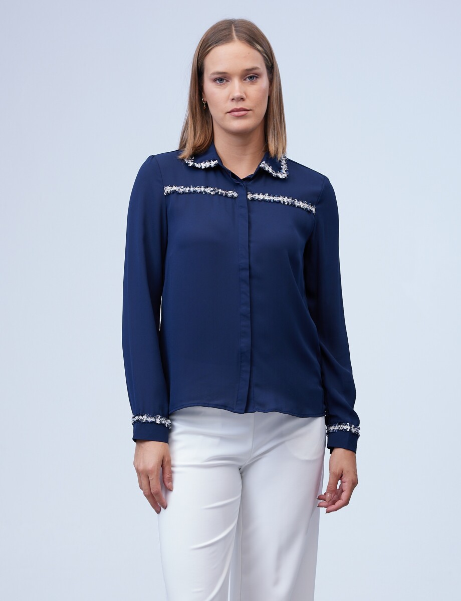 Camisa Aplique - Azul/multi 