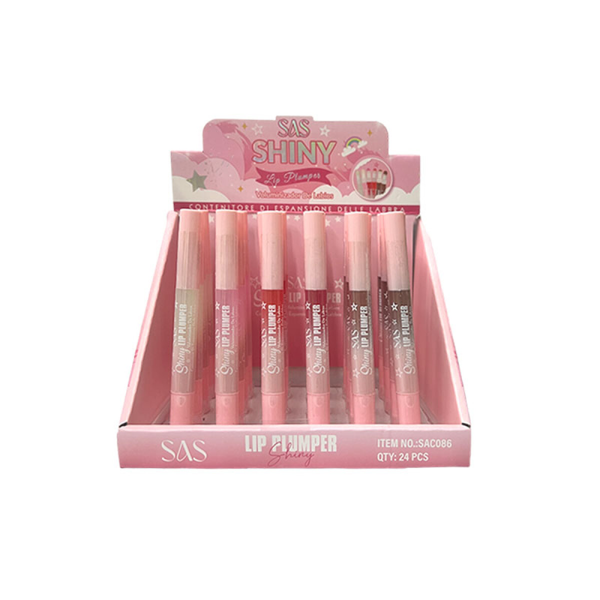 SAS Voluminizador brillo de labios con color 6 tonos - Sas Voluminizador Brillo De Labios Con Color 6 Tonos 