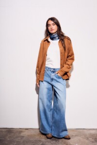 Camisa Gamuza Cuero Vegano Camel