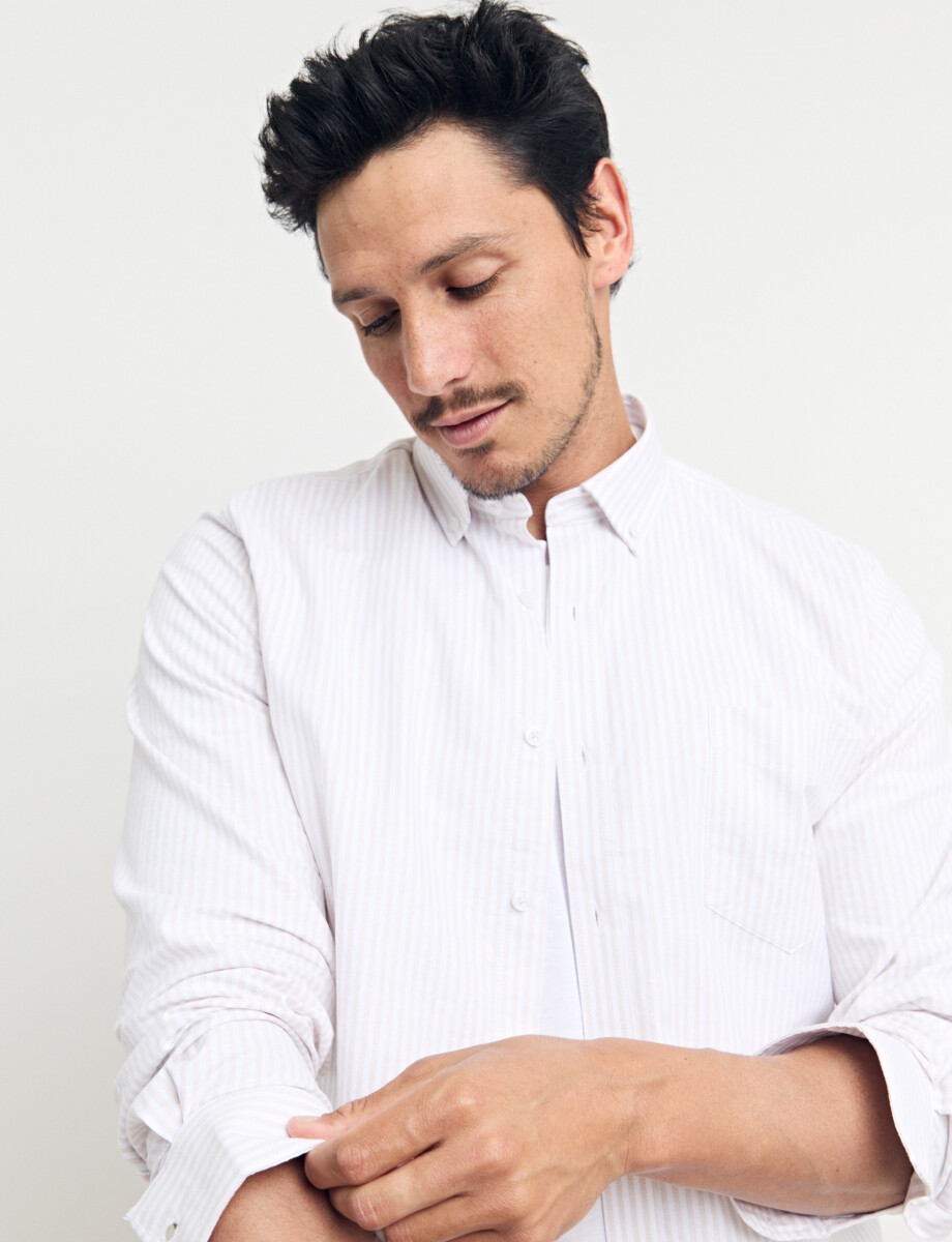 012584 CAMISA HARRY Beige/blanco