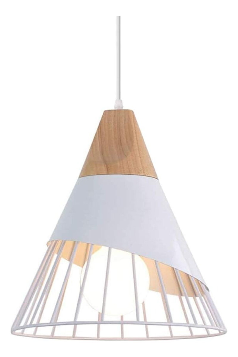 Lampara Nordica Conica Metal Y Madera Columbus - Blanco 