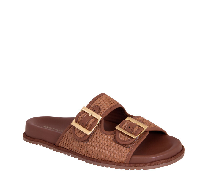 Sandalias de Mujer Bottero Baja Doble Hebilla Marrón Caramelo
