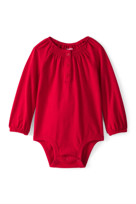 Body de algodón, tipo henley, rojo Sin color