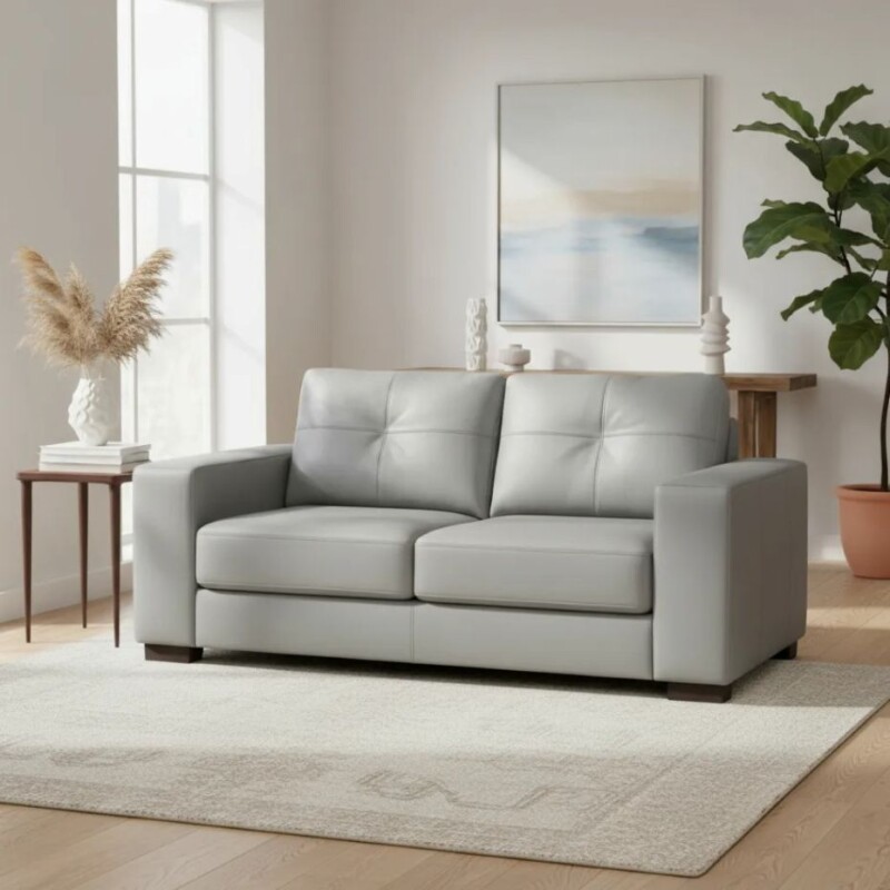SOFA 100% CUERO - 2 CUERPOS - MODELO DOMINI - GRIS SOFA 100% CUERO - 2 CUERPOS - MODELO DOMINI - GRIS