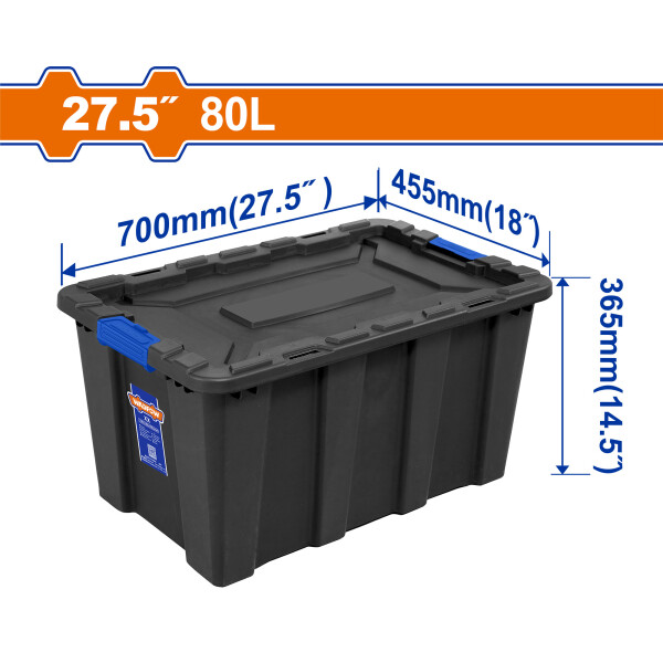 CAJA CONTENEDOR PLASTICO APILABLE NEGRO 80LT WADFOW WTB3380 CAJA CONTENEDOR PLASTICO APILABLE NEGRO 80LT WADFOW WTB3380