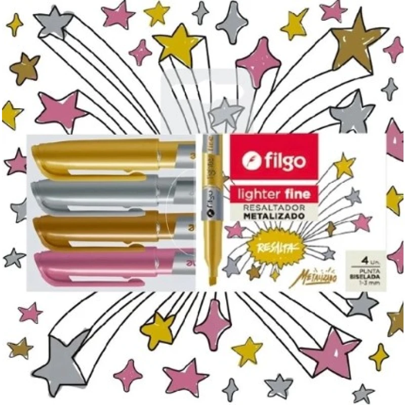 Filgo Resaltador Lighter fine- Estuche 4 metalizados Filgo Resaltador Lighter Fine- Estuche 4 Metalizados
